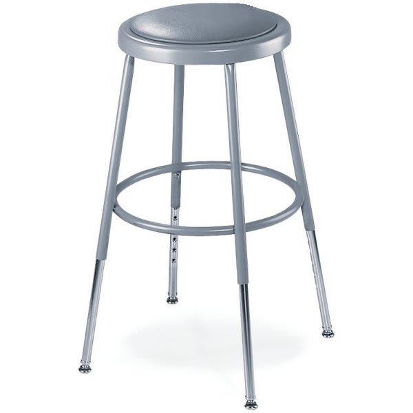 National Public Seating Round Height Adjustable Vinyl Padded 19-27 Stool