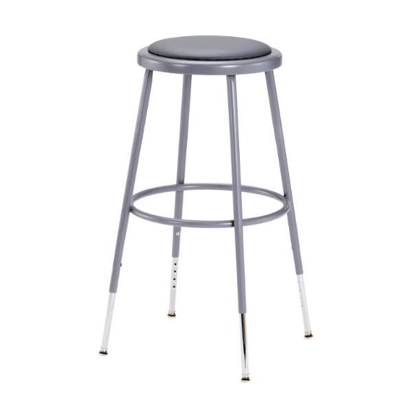 National Public Seating Round Height Adjustable Vinyl Padded 25-33 Stool