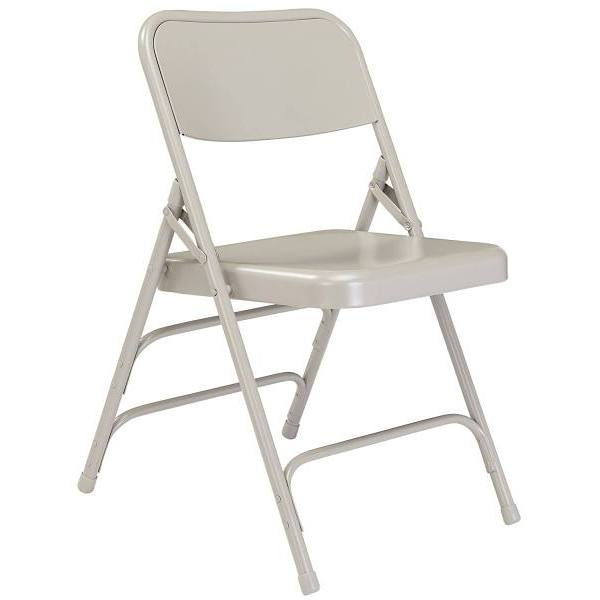 National Public Seating All Steel Gray Folding Chair, Triple Brace,package Of 4