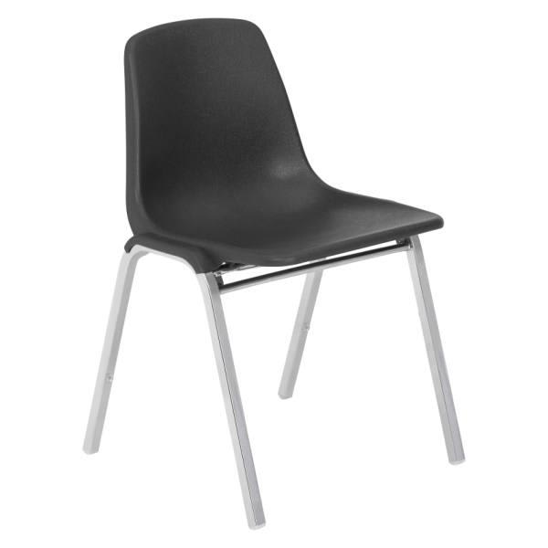 National Public Seating Heavy-Duty Polyshell Plastic Stacking Chair, Black