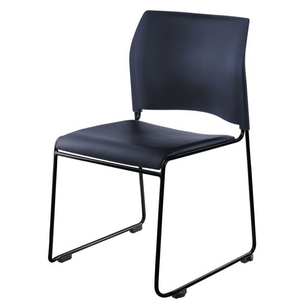 National Public Seating Vinyl Metal Black Frame Stack Chair Ganging Device Blue