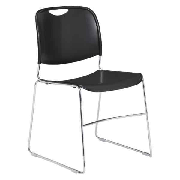 National Public Seating Ultra Compact Plastic Stack Chair Black