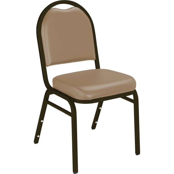 National Public Seating Beige Vinyl Crown Back Stack Chair Seat Mocha Frame