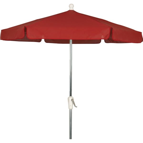 Fiberbuilt 7.5' Garden Umbrella, Fiberglass Ribs, Tilt/Crank, Red