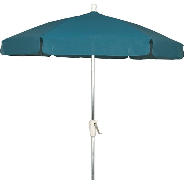 Fiberbuilt 7.5' Garden Umbrella, Fiberglass Ribs, Tilt/Crank, Teal