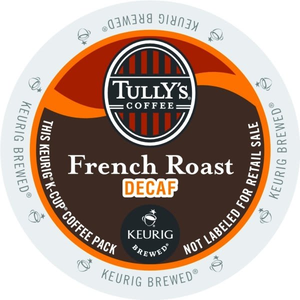 Tully'S Coffee French Roast Decaffeinated K-Cup Coffee Pack Case Of 96