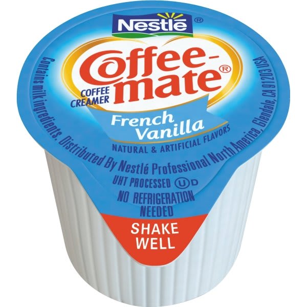 Coffee-Mate Liquid Coffee Creamer, Mini Cup, French Vanilla, Case Of 180
