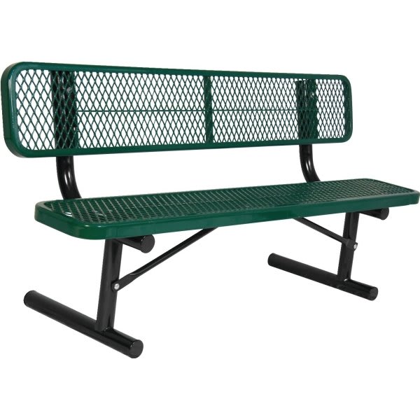 Ultrasite 6' Park Bench, In-Ground Mount, Thermoplastic Coated Steel Diamond - Brown