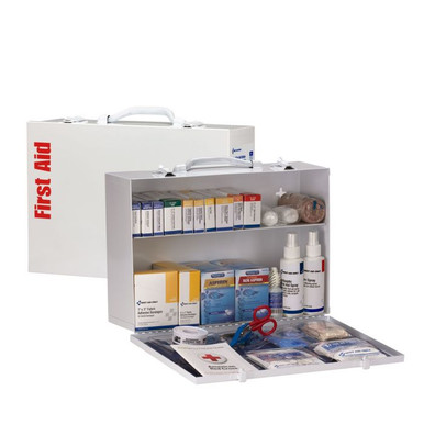 75 Person ANSI 2021 Class A, 2 Shelf First Aid Cabinet 91337