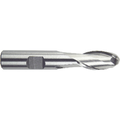 3/8" Dia. /8" Shank /4" DOC x 2-1/2" OAL, HSS TiN, 2 Flute, 30 Degree Helix, Ballnose End Mill Series/List #1887G MT2096464
