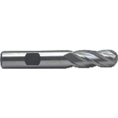 3/16" Dia. /8" Shank x 1/2" DOC x 2-3/8" OAL, HSSCo Uncoated, 4 Flute, Ballnose End Mill Series/List #4589 MT2544452