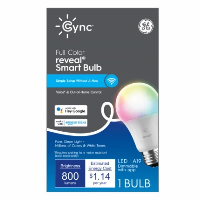 Cync Reveal HD LED Smart Bulb, Multi Color, Medium Base, 60 Watt Equivalent
