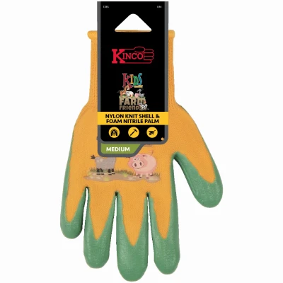 Kid's Medium Nylon Gloves – Assorted Light Pink & Lime Green
