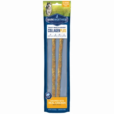 Chicken Wrapped Collagen Natural Dog Chews, 12-In., 2-Pk.