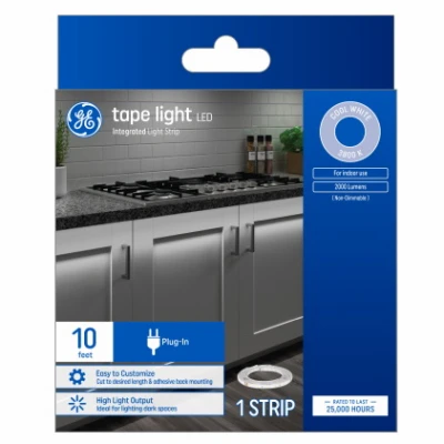 LED Tape Light Plug In Strip, Cool White, 10-Ft.