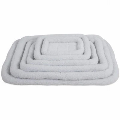 Kennel Mat Bolster, White Faux Sheepskin, 41 x 26 In.