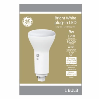 LED Bright White Light Bulb, CFL Retrofit, Tall Plug Base, 9 Watts