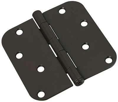 Door Hinge, 5/8 In. Round Corners, Black, 4 In.