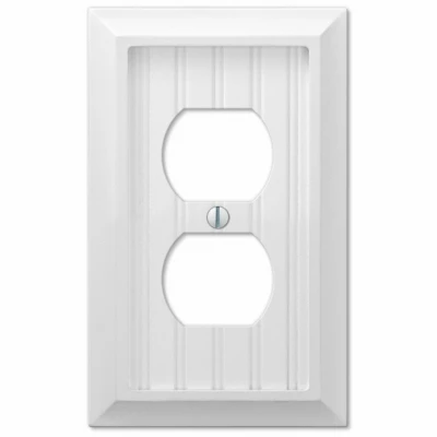Cottage Wall Plate, Faux White Wood, 1 Duplex