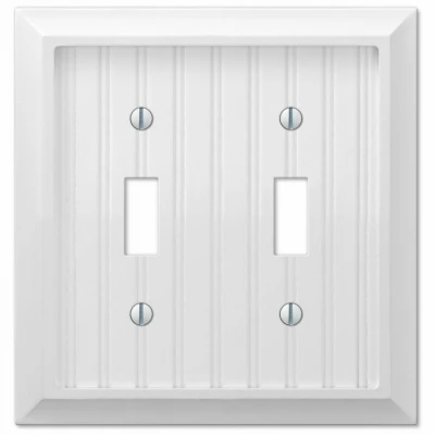 Cottage Wall Plate, White Faux Wood, 2 Toggle