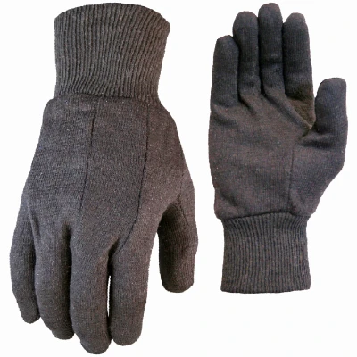 Jersey Gloves, Brown Cotton, Men's L, 3-Pk.