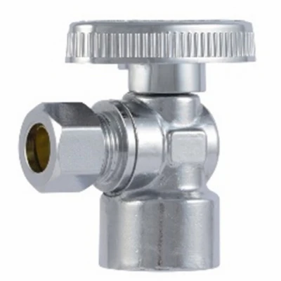 Brass Ball Angle Valve, Quarter Turn, 1/2 x 3/8 In., 4-Pk.