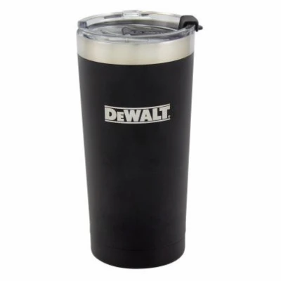 Logo Travel Tumbler, Insulated Black Stainless Steel, 20 oz.