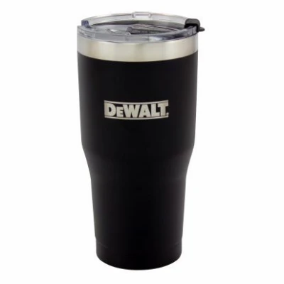 Logo Travel Tumbler, Insulated Black Stainless Steel, 30 oz.