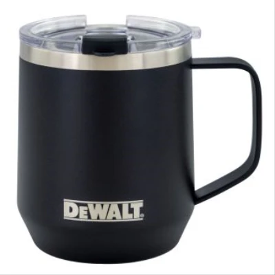 Logo Coffee Mug, Insulated Black Stainless Steel, 14 oz.