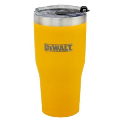 Logo Travel Tumbler, Insulated Yellow Stainless Steel, 30 oz.