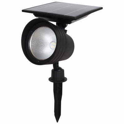 Adjustable Solar Spotlight, Black Plastic, 100-300 Lumens
