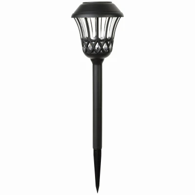 Solar Stake Lights, Black Plastic, Diamond Lens Design, 6-Pk.