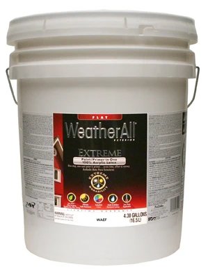 Platinum WeatherAll Exterior House Paint & Primer, White Flat Acrylic, 5 Gallon