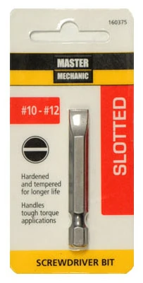 Slotted Screwdriver Power Bit, #10-12, 2 In.