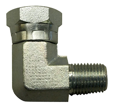 90 Degree Hydraulic Adapter, 1/4-In. MP x 3/8-In. FP Swivel