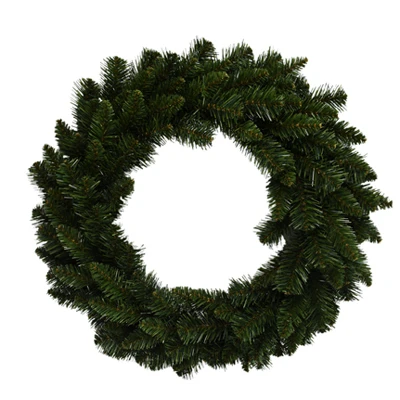 PVC Artificial Wreath, Green, 24 In.