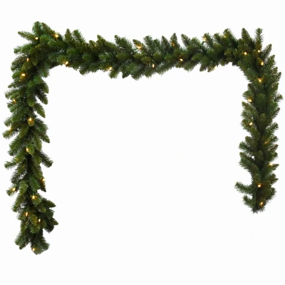 Artificial Pre-Lit Garland, Indoor/Outdoor, 10 In. x 9 Ft.