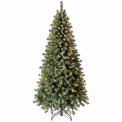 Artificial Pre-Lit Christmas Tree, Crisfield Fir, 300 Clear Lights, 6.5-Ft.