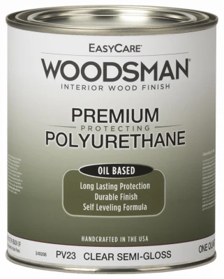 Woodsman Fast Dry Varnish Polyurethane Interior Wood Finish, Oil Base, Clear Semi-Gloss, Qt.