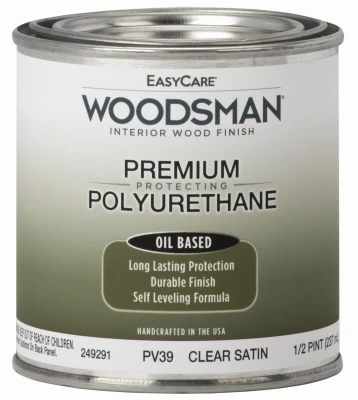 Woodsman Fast Dry Varnish Polyurethane Interior Wood Finish, Oil Base, Clear Satin, 1/2 Pt.