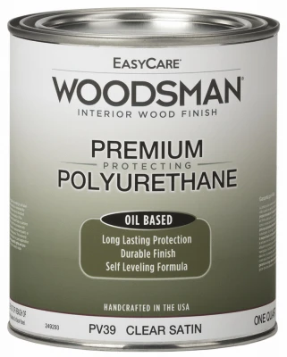 Woodsman Fast Dry Varnish Polyurethane Interior Wood Finish, Oil Base, Clear Satin, Qt.