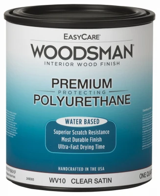 Woodsman Fast Dry Protective Polyurethane Wood Finish, Interior, Water Base, Clear Satin, Qt.