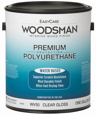 Woodsman Fast Dry Protective Polyurethane Wood Finish, Interior, Water Base, Clear Gloss, Gallon