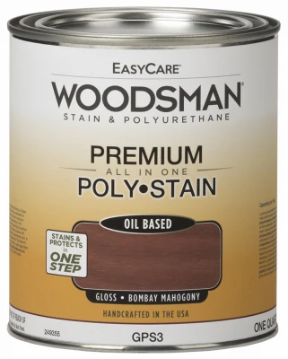 Woodsman Stain & Polyurethane, Oil-Base GlossBombay Mahogany, Qt.