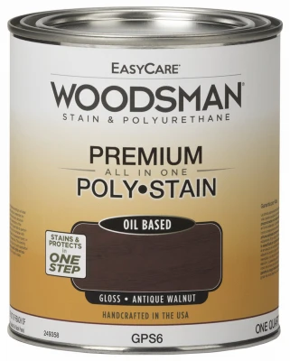 Woodsman Stain & Polyurethane, Oil-Base GlossAntique Walnut, Qt.