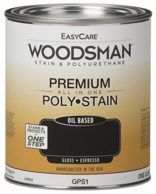 Woodsman Stain & Polyurethane, Oil-Base GlossEspresso, Qt.