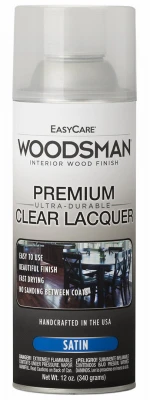Woodsman Lacquer Protective Finish For Wood & Metal, Clear Satin, 12 oz. Spray