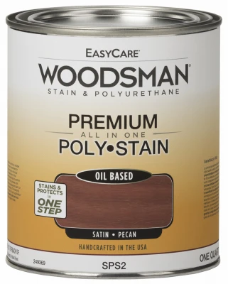 Woodsman Stain & Polyurethane, Oil-Base Satin Pecan, Qt.