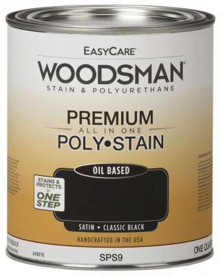 Woodsman Stain & Polyurethane, Oil-Base Satin Classic Black, Qt.