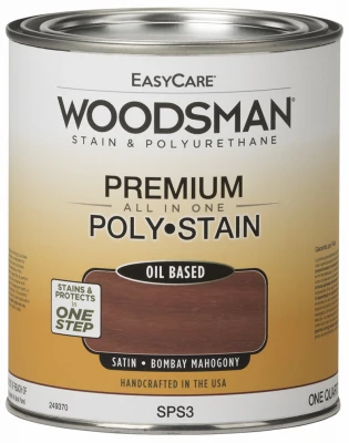 Woodsman Stain & Polyurethane, Oil-Base Satin Bombay Mahogany, Qt.